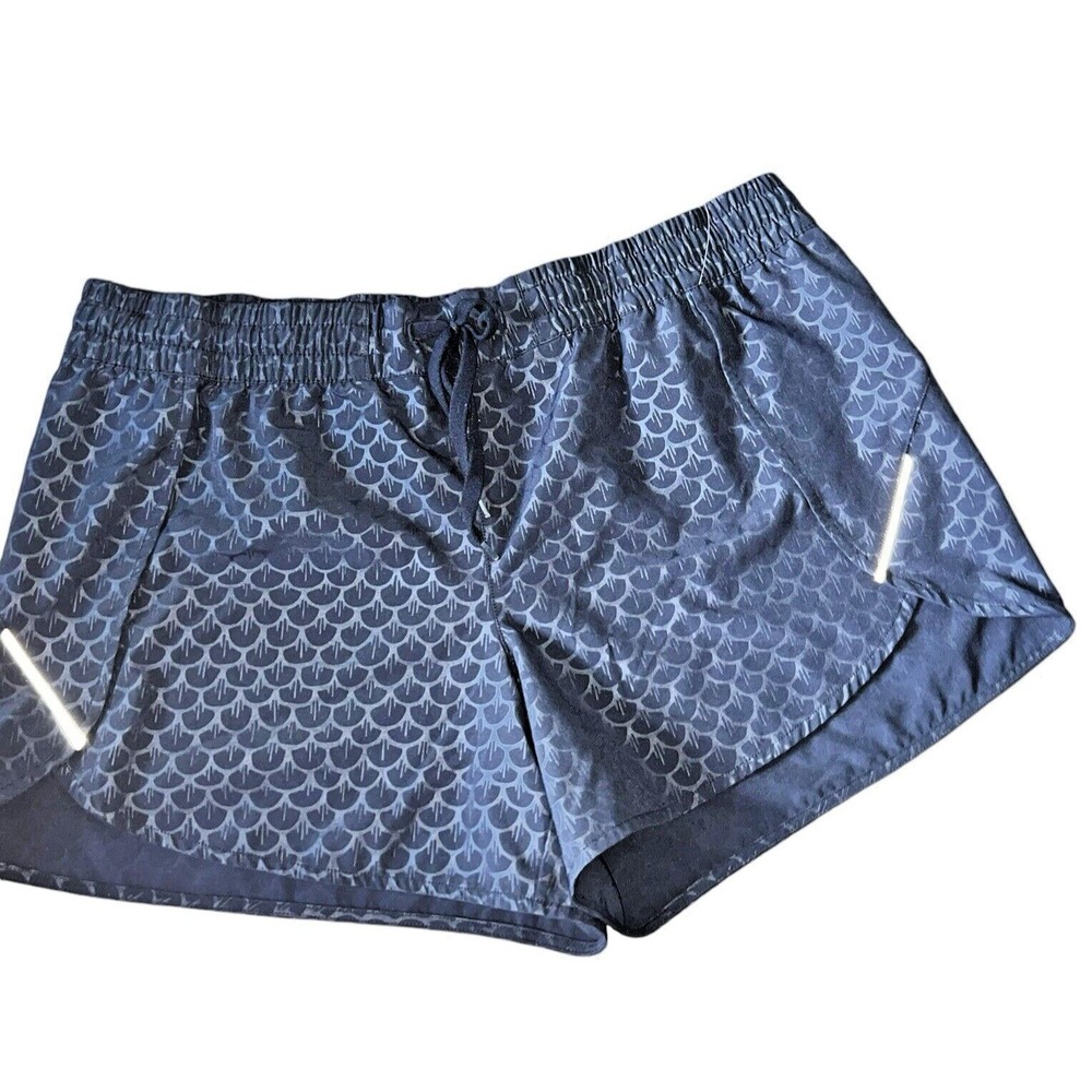 Reel Legends Womens XL Black Mermaid Scale Reflective Performance Running Shorts